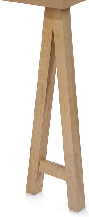 Abraham Mid-Century Modern 7 Piece Dining Set with A-Frame Table, Light Beige + Natural Oak