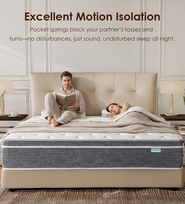 Full Size Mattress 12 Inch, Cooling Hybrid Mattress in a Box