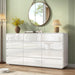 Modern Curved 12 Drawer Dresser for Bedroom, Safe Edge, White Glossy
