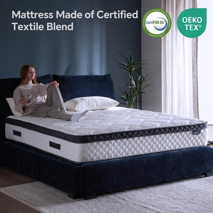 Twin Size Mattress, 10 Inch Twin Hybrid Mattress in a Box with Individual Pocket Spring & Memory Foam, Medium Firm Comfort for Pressure Relief, Fiberglass Free, Motion Isolation, Certipur-Us Certified