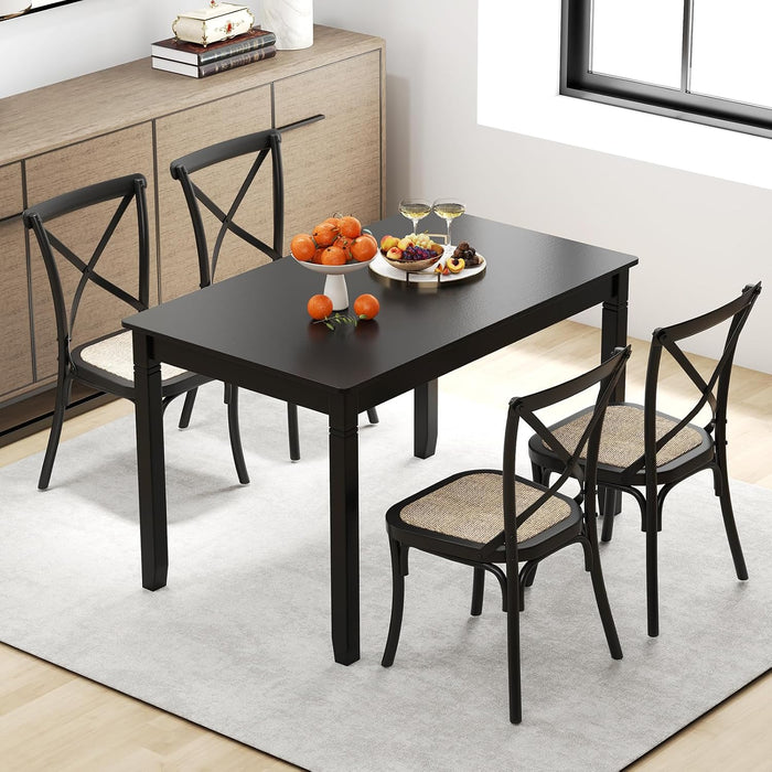 Dining Table for 4 People, 48"X 29" Kitchen Table with Wood Legs, Load 330 Lbs, Rectangular Dinner Table for Small Space, Dinette, Apartment, Living Room, Dining Room (Black)