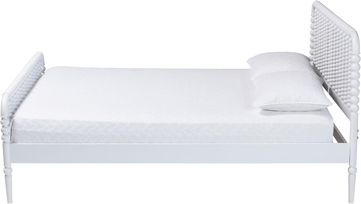 Lucera Bobbin Wood Platform Bed, Full, White