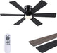 Ceiling Fans with Lights,46" Low Profile Ceiling Fan with Light and Remote Control,Flush Mount, Reversible, Dimmable, Noiseless, Black Ceiling Fan for Bedroom