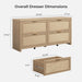 60.8 Inch Dresser CaramelOakFinish Storage Drawers