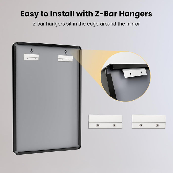 Matte Black Tempered Metal Framed Mirror 50x30Inches