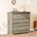 3 Drawer Dresser with Charging Station, Small Dresser Grey Chest of Drawers, 31.5" W Gray Wood Dressers for Bedroom, Living Room, Hallway, Home Office, 15.75" D X 31.5" W X 31.5" H