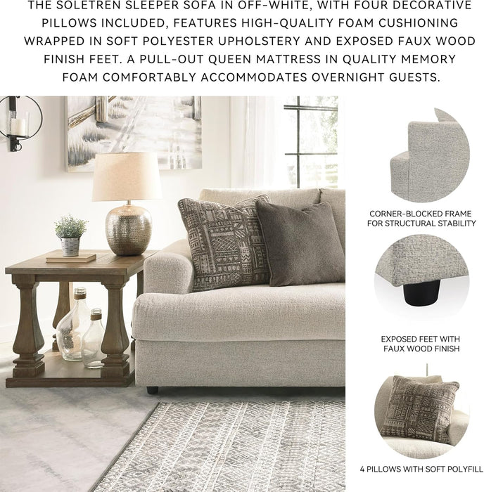 Soletren Premium Chenille Queen Sofa Sleeper White