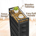 Black SlimStorage Narrow Five Drawer Dresser Wheeled