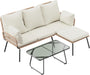 L-Shaped Outdoor Loveseat Sectional Set for Patio, Backyard, Porch with Thick Cushions, Detachable Lounger, Coffee Table