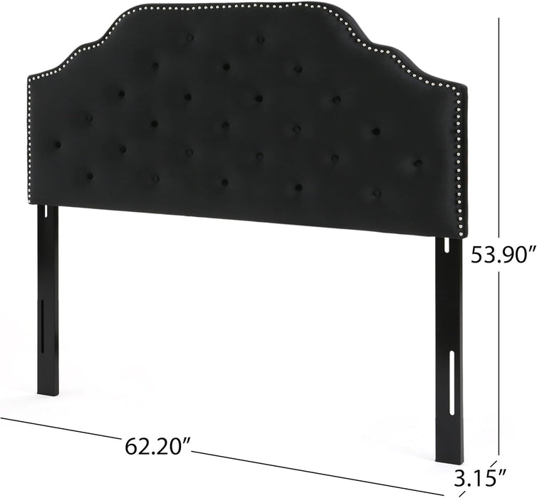 Silas Velvet Headboard, Queen / Full, Black / Black