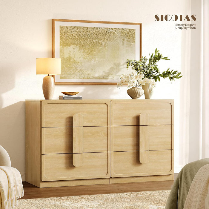 6 Drawer Dresser for Bedroom, 53.5" Wide Modern Chest of Drawers