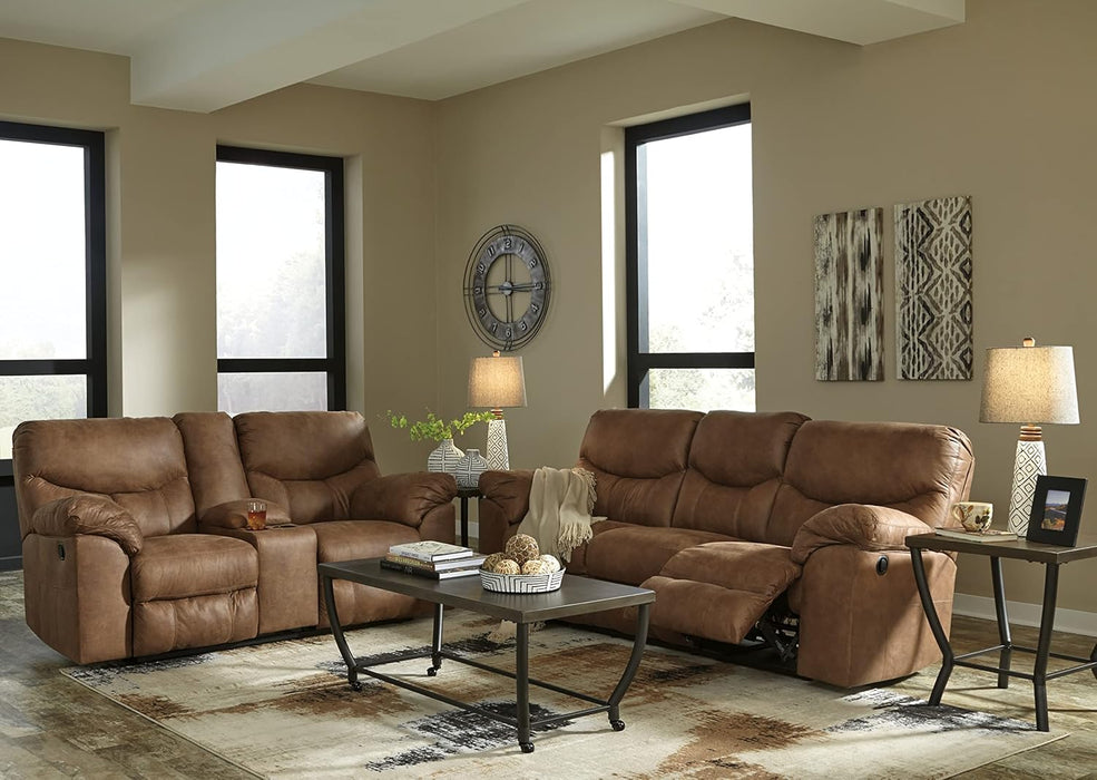 Brown Faux Leather Recliner Loveseat