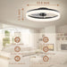 Low Profile Ceiling Fans with Lights and Remote, 23.6In Flush Mount Ceiling Fans with Light, 3000K-6500K Dimmable Fandelier LED Fan Light, Bladeless Ceiling Fan with Lights for Bedroom(Black)