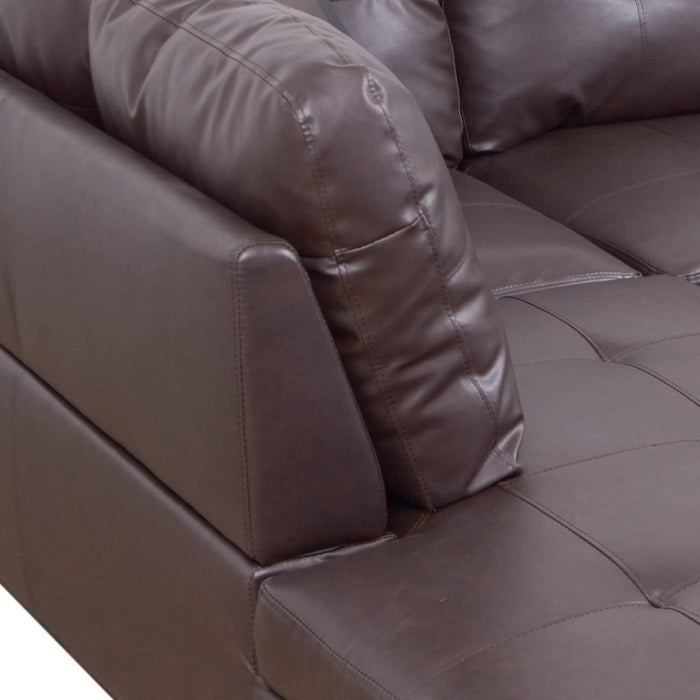 Ponliving Furniture Modern L-Shaped Leather Sectional Sofa Left Hand Facing (Brown)
