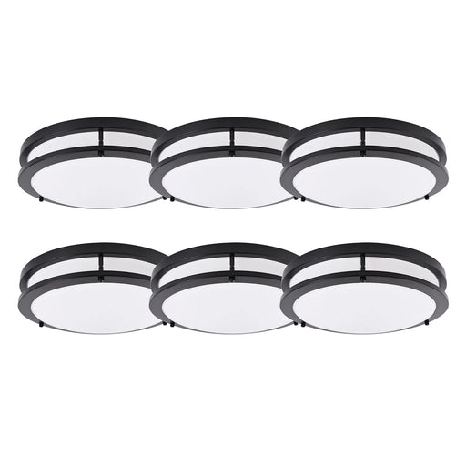 ENERGETIC 14" LED Ceiling Light, Dimmable Modern Flush Mount, Brushed Nickel, Selectable Color Temperature Ceiling Light,Black,6 PACK