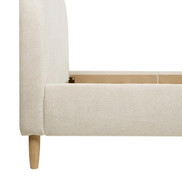 Jennifer Taylor Home Roman Curved Headboard Upholstered Platform Bed, Queen, Oatmeal Light Beige Chenille