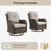 Outdoor Swivel Chairs Set of 2,Patio Wicker Rocker Chairs,All Weather Patio Conversation Furniture Set, Ideal for Porch Balcony Deck Yard, Brown Wicker/Beige