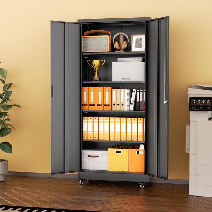 IndustrialGrade 73Inch Black Garage Cabinet Durable
