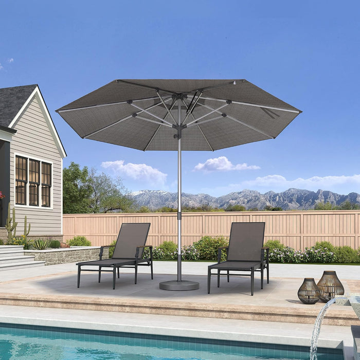 Outdoor Table Sun Umbrella 11.5 FT round Semi Auto Lift, Gray