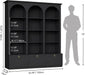 71" Tall Triple Wide Bookshelf with Doors, 5-Tier Large Arched Bookcase | with Cabinets, Modern Bookcases with 15 Storage Shelves, Wood Book Shelf for Living Room, Home Office, Black
