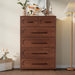 Walnut 6 Drawer Dresser for Bedroom, 44" Tall Dressers & Chest of Drawers W/Solid Wood Handle, Wood Mid Century Closet Organizers and Storage Cabinet for Bedroom, Living Room, Hallway, Walnut