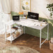 L Shaped Desk, 47 Inches Computer Desk with Reversible Storage Shelves, Gaming Desk, Corner Desk Home Office Desks, Writing Desk Study Desk with Metal Frame, White