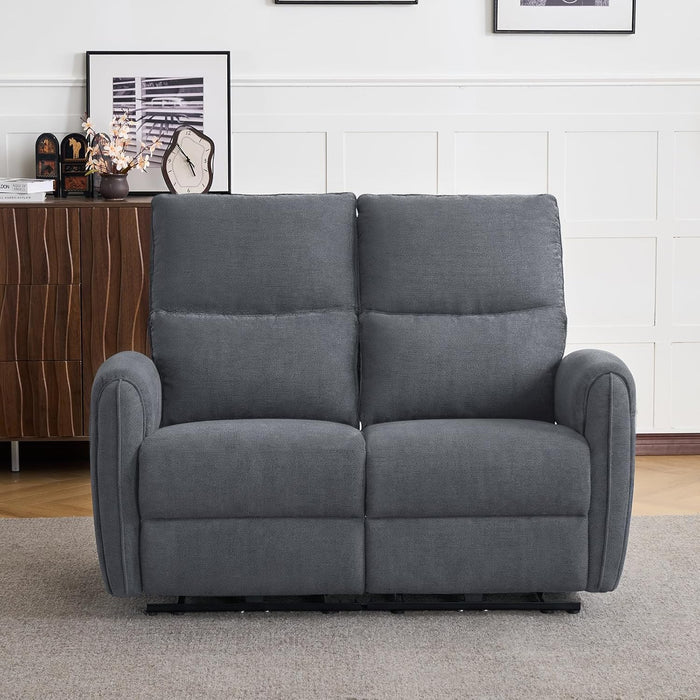 Recliner Loveseat, 2-Seater Zero Clearance Power Reclining Sofa with Usb/Type-C Charging, Breathable Chenille Fabric Wall-Hugger Couch for Small Living Room & Apartment (Gray)