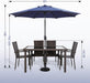 9' round Patio Umbrella with Push-Button Tilt and Hand Crank Lift System, Market Umbrella for Porch, Deck, and Patio