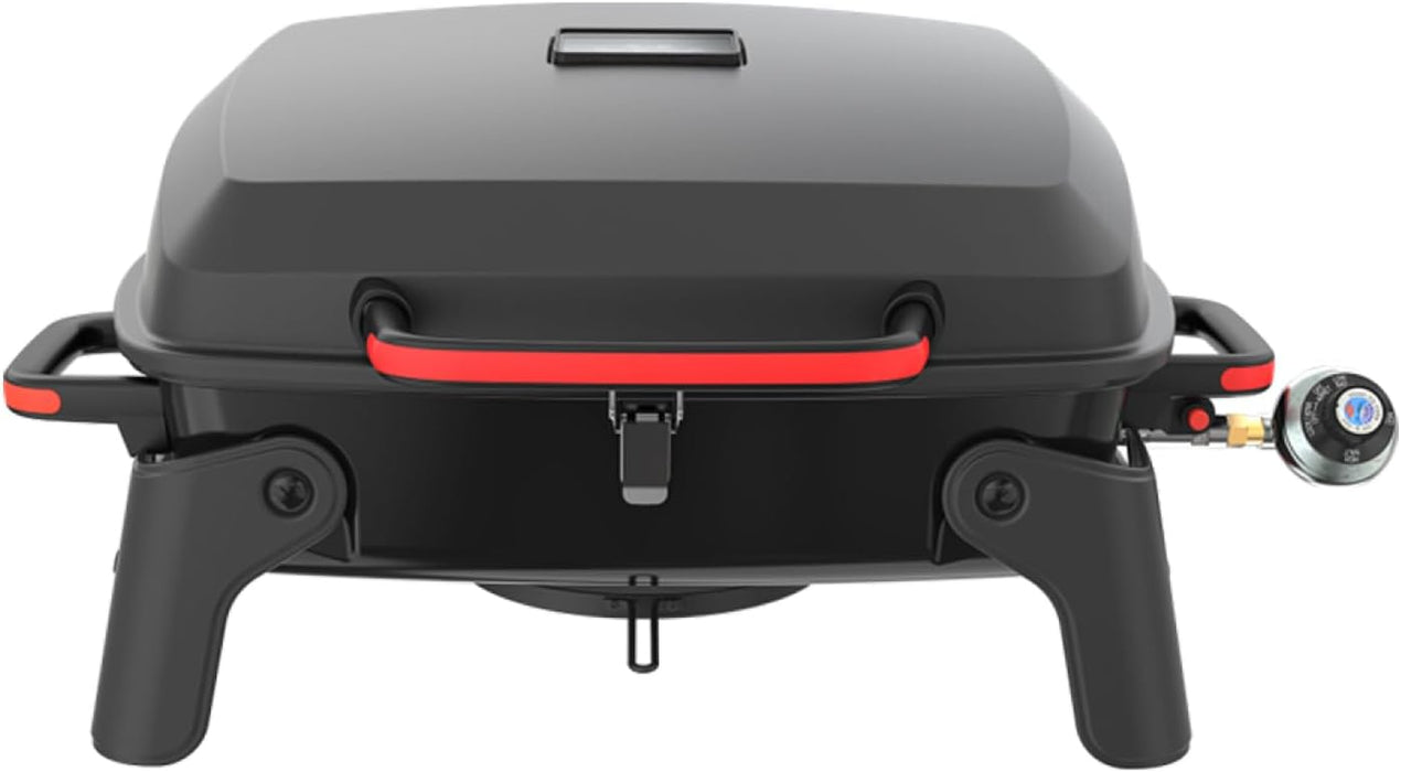 1-Burner Portable Gas Grill with Locking Lid, 11,000 BTU Stainless Steel Burner, Foldable Legs, Small Propane Grill for Outdoor Cooking, Camping, Bbqs, Patios, and Gardens - 820-0065C