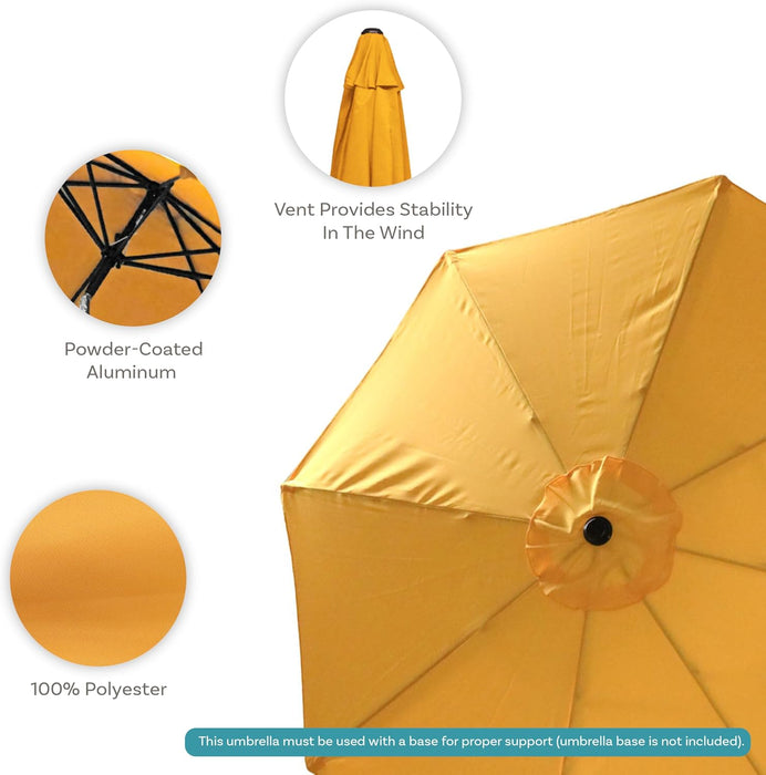 Sunnydaze Outdoor Patio Umbrella with Tilt & Crank, Gold, 9Ft