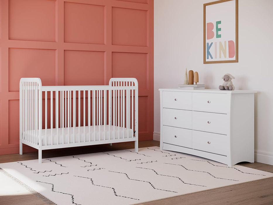 White 6-Drawer Dresser for Kids