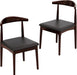Mid-Century Modern Dining Chairs Set of 2, Upholstered Leather Seat Kitchen Chairs with Solid Wood Frame, Elegant Walnut-Colored Accent Side Chairs for Dining Room, Kitchen, Restaurant, Cafe
