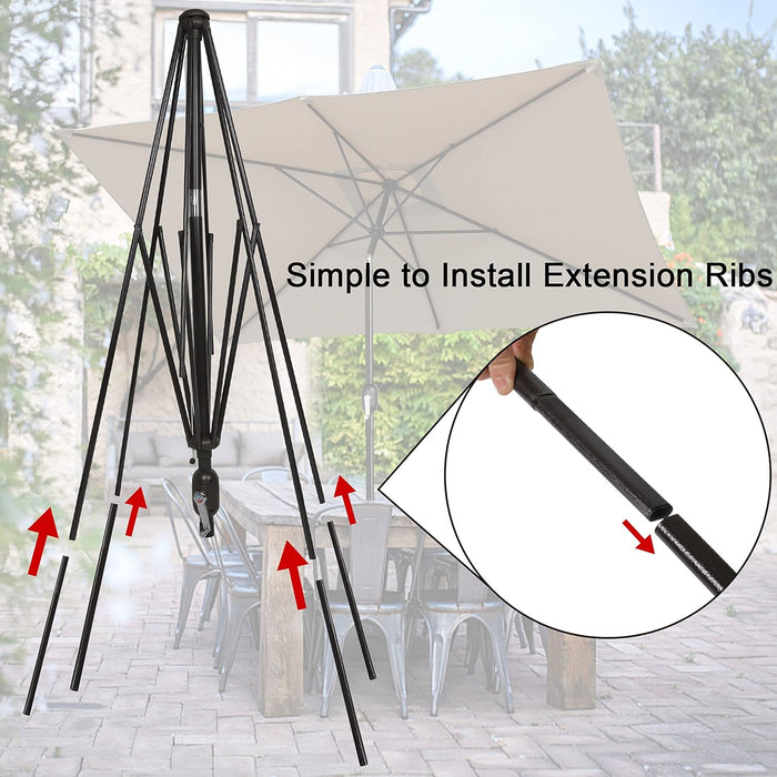 Rectangular Patio Umbrella, Table Market Umbrella with Tilt and Crank, Outdoor Umbrella for Garden, Deck, Backyard, Pool and Beach