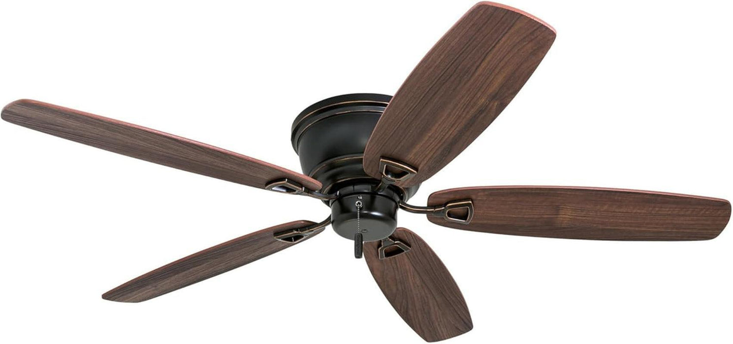Ceiling Fans Glen Alden, 52 Inch Classic Flush Mount Indoor Ceiling Fan with No Light, Pull Chain, Quick-2-Hang Dual Finish Blades, Reversible Motor - 50516-01 (Oil Rubbed Bronze)