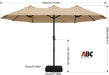 15FT Patio Umbrella with Base, Outdoor Double-Sided Rectangle Umbrella Bonus Latch, Wights for Poolside, Lawn, Backyard (Khaki)
