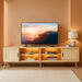 80 Inch Natural Rattan TV Stand with Storage for 85 Inch TV, 4-In-1 Mid Century Modern Entertainment Center with LED Lights, Doors and Adjustable Glass Shelves for Living Room, Natural