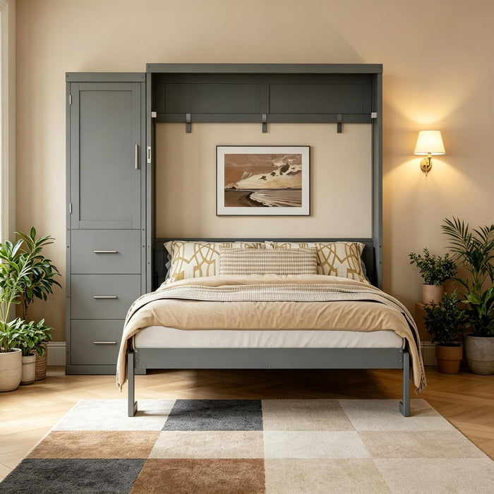 Full Grey Murphy Bed With UltraSpaceStorage Contemporary