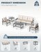 HDPE Outdoor Patio Furniture Set, Grey Frame & Beige Cushions