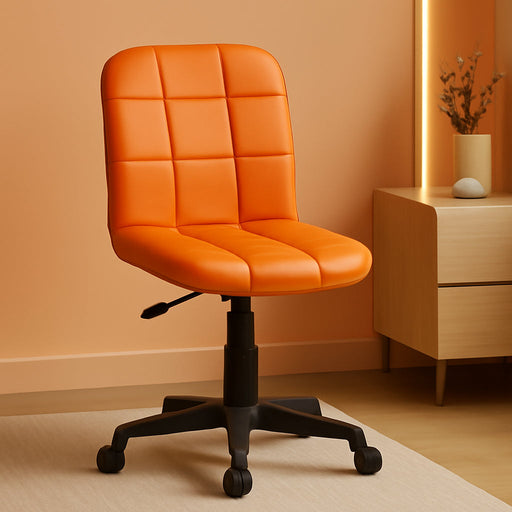 Clayton Mid-Back Orange Quilted Vinyl Swivel Task Office Chair