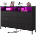 Black Dresser with LED Lights for Bedroom