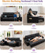 Electric Reclining Sectional Couch, Power Recliner Sofa W/Usb & Type-C Charging Ports and Cup Holders, Leather Reclining Sofa for Living Room, Home Theater