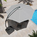 11FT Deluxe Patio Umbrella with Base, Outdoor Large Hanging Cantilever Curvy Umbrella with 360° Rotation, Gray