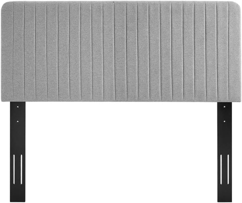Channel Tufted Fabric King/California King Headboard - Light Gray