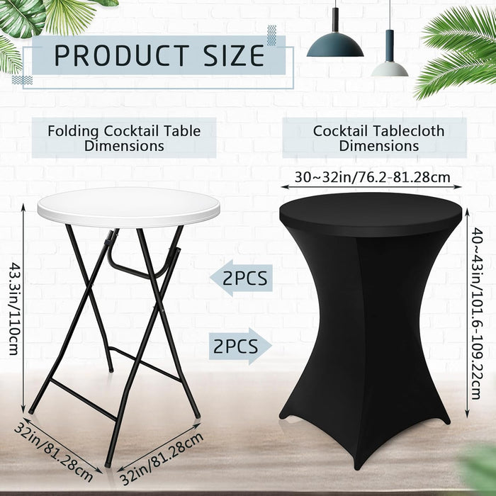 32 Inch BarHeight Folding Cocktail Tables RemovableLegs