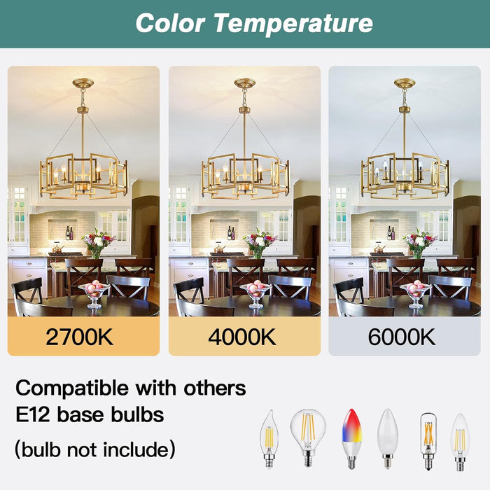 Gold GeometricMetal Pendant Chandelier 5 Light Fixture