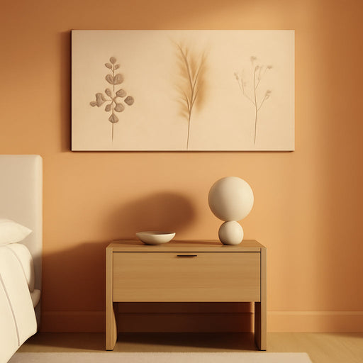 Botanical Panoramic Canvas Wall Art | Minimalist Print | Neutral Beige Large Horizontal Wall Decor 48X16