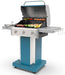3-Burner Propane BBQ Grill, 30,000 Btus Gas Grill with Cast Iron Cooking Grates, Folding Side Tables & Wheels, Outdoor Grill with Tool Hooks, Teal