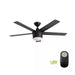 Merwry 52 In. Integrated LED Indoor Matte Black Ceiling Fan with Light Kit and Remote Control