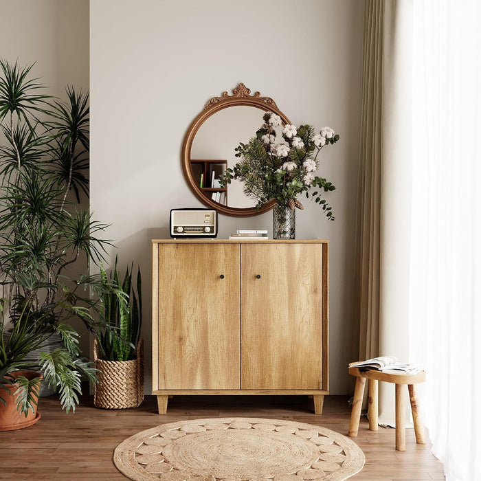 Sideboards Buffet Cabinet Wide Credenza Buffet Table with Adjustable Shelf, Modern Kitchen Accent Cabinet with Storage Compartments for Dining Room Living Room, Hallway, Oak Brown