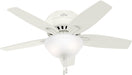 42 Inch Indoor Ceiling Fan with LED Light - White Ceiling Fan with Pull Chain, for Bedroom or Living Room, Low Profile Flush Mount, No Remote, 5 Blades - Newsome 51080, Fresh White